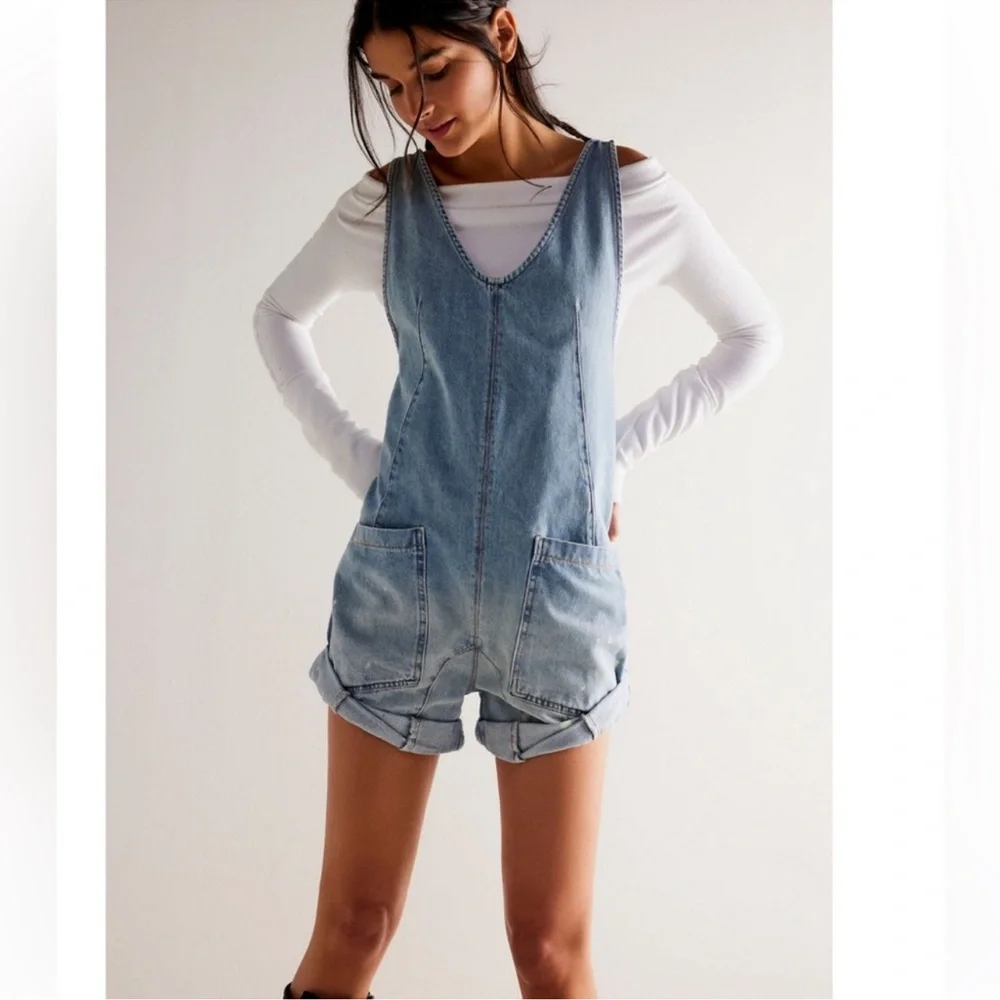 Free people we the free high roller shortall overalls color “bright eyes” xsmall - Picture 4 of 12